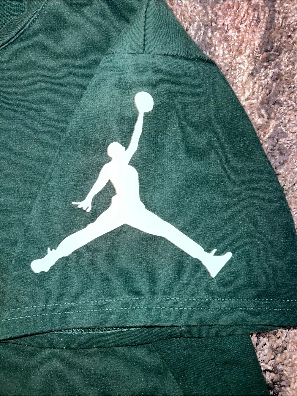Jordan Men's Forest Green Tee with White Vertical Stripe and Logo